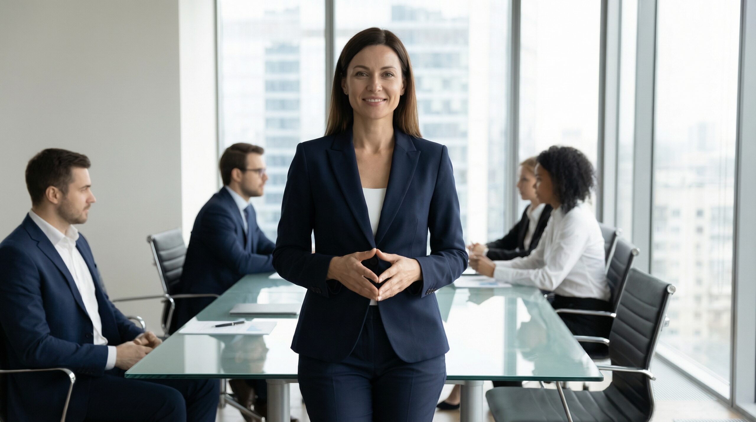 Pewny siebie handlowiec B2B prowadzący rozmowę o cenie bez obniżania wartości oferty